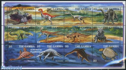 Gambia 1995 Preh. Animals 12v M/s, Archaepteryx, Mint NH, Nature - Prehistoric Animals - Préhistoriques