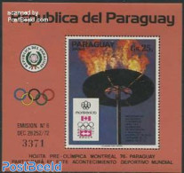 Paraguay 1974 Olympic Games Montreal S/s (olympic Flame), Mint NH, Sport - Olympic Games - Paraguay