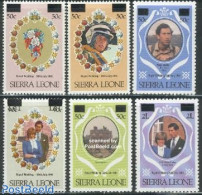 Sierra Leone 1982 Charles & Diana Overprints 6v, Mint NH, History - Charles & Diana - Kings & Queens (Royalty) - Case Reali