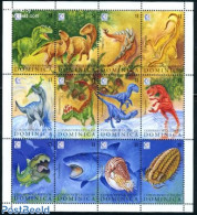 Dominica 1995 Preh. Animals 12v M/s, Mint NH, Nature - Prehistoric Animals - Preistorici