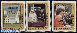 Barbuda 1982 Diana 21st Birthday 3v, Mint NH, History - Charles & Diana - Kings & Queens (Royalty) - Art - Castles & F.. - Familles Royales