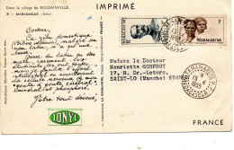 Dans Le Sillage De BOUGAINVILLE -  MADAGASCAR  ( Zébu)  Imprimé  Publicité IONYL - 2 Timbres Madagascar  1955. - Publicités