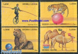 Sierra Leone 2000 Circus 4v, Mint NH, Nature - Performance Art - Sport - Animals (others & Mixed) - Bears - Camels - C.. - Circo