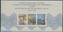 Netherlands, Memorial Stamps 1978 Chamber Of Commerce Rotterdam S/s, Mint NH, Transport - Railways - Ships And Boats - Trenes