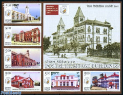 India 2010 Postal Buildings 6v M/s, Mint NH, Post - Art - Architecture - Neufs