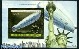 Chad 1983 Zeppelin S/s, Gold, Mint NH, Transport - Zeppelins - Sonstige & Ohne Zuordnung