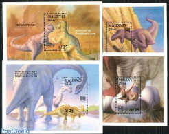 Maldives 1992 Prehistoric Animals 4 S/s, Mint NH, Nature - Prehistoric Animals - Vor- U. Frühgeschichte