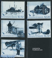 Ross Dependency 2007 Commonwealth Trans-Antarctic-Expedition 5v, Mint NH, Nature - Science - Transport - Dogs - Pengui.. - Avions
