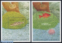 Dominica 1992 Reef Life 2 S/s, Mint NH, Nature - Fish - Poissons