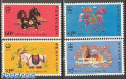 Hong Kong 1990 Year Of The Horse 4v, Mint NH, Nature - Various - Horses - New Year - Unused Stamps