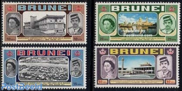 Brunei 1972 Elizabeth Visit 4v, Mint NH, History - Transport - Kings & Queens (Royalty) - Automobiles - Königshäuser, Adel