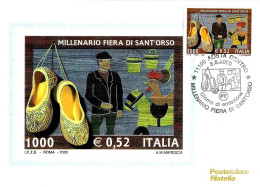ITALIA ITALY - 2000 AOSTA Millenario Fiera Di SANT'ORSO Annullo Fdc Su Cartolina PT - 3243 - Unclassified