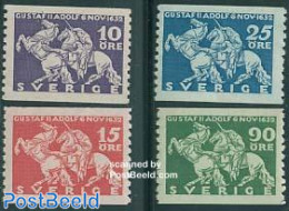 Sweden 1932 King Gustav II 4v :=:, Mint NH, History - Nature - Kings & Queens (Royalty) - Horses - Unused Stamps