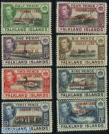 South Georgia / Falklands Dep. 1944 Graham Land, Definitives 8v, Mint NH, Nature - Transport - Birds - Cattle - Ships .. - Barche