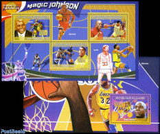 Guinea, Republic 2009 Magic Johnson 2 S/s, Mint NH, Sport - Basketball - Sport (other And Mixed) - Baloncesto