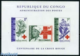 Congo (Kinshasa) 1964 Red Cross Centenary S/s Imperforated, Mint NH, Health - Nature - Red Cross - Flowers & Plants - Rode Kruis