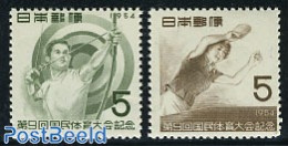 Japan 1954 National Games 2v, Unused (hinged), Sport - Shooting Sports - Sport (other And Mixed) - Table Tennis - Unused Stamps