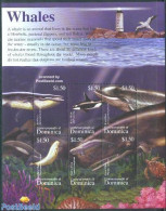 Dominica 2002 Whales 6v M/s /sei Whale, Mint NH, Nature - Various - Sea Mammals - Lighthouses & Safety At Sea - Fari