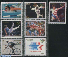 Paraguay 1985 Olympic Games 7v, Mint NH, Sport - Athletics - Cycling - Fencing - Gymnastics - Olympic Games - Swimming - Atletismo