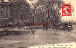 CPA PARIS - INONDATIONS 1910 - LA GARE D'ORSAY - De Overstroming Van 1910