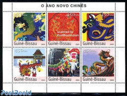 Guinea Bissau 2003 Year Of The Dragon 6v M/s, Mint NH, Various - Folklore - New Year - Año Nuevo