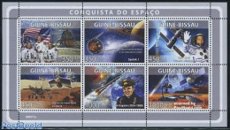 Guinea Bissau 2008 Space Conquest 6v M/s, Mint NH, Transport - Space Exploration - Guinée-Bissau