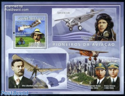 Guinea Bissau 2008 Aviation Pioneers, A.S. Dumont S/s, Mint NH, Transport - Motorcycles - Aircraft & Aviation - Motos