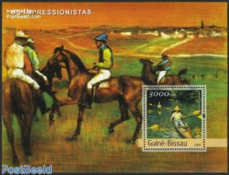 Guinea Bissau 2003 Gustave Courbet Painting S/s, Mint NH, Nature - Sport - Transport - Horses - Kayaks & Rowing - Ship.. - Rowing