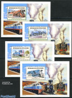 Ivory Coast 2006 Steam Locomotives 4 S/s, Mint NH, Transport - Railways - Unused Stamps