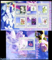 Guinea, Republic 2009 Orchids On Stamps 2 S/s, Mint NH, Nature - Flowers & Plants - Orchids - Stamps On Stamps - Stamps On Stamps