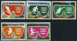 Upper Volta 1975 Winter Olympic Games 5v Imperforated, Mint NH, Sport - Ice Hockey - Olympic Winter Games - Skating - .. - Jockey (sobre Hielo)