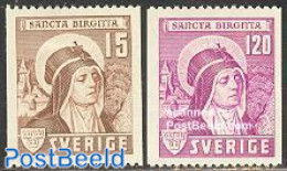 Sweden 1941 Holy Brigitta 2v, Mint NH, Religion - Religion - Nuovi