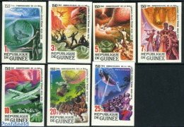 Guinea, Republic 1979 Jules Verne 7v Imperforated, Mint NH, Nature - Transport - Fish - Horses - Balloons - Aircraft &.. - Poissons