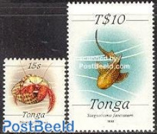 Tonga 1992 Definitives 2v, Mint NH, Nature - Fish - Crabs And Lobsters - Vissen
