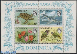 Dominica 1970 Flora & Fauna S/s, Mint NH, Nature - Animals (others & Mixed) - Birds - Fish - Reptiles - Turtles - Fische