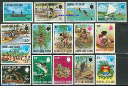 Gilbert And Ellice Islands 1971 Definitives 15v, Mint NH, Nature - Fish - Fishing - Art - Handicrafts - Fishes