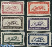 Lebanon 1930 Silk Congress 6v, Unused (hinged), Nature - Various - Insects - Textiles - Tessili