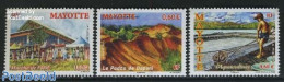 Mayotte 2011 Country Views 3v, Mint NH, Health - Nature - Various - Food & Drink - Fishing - Street Life - Levensmiddelen