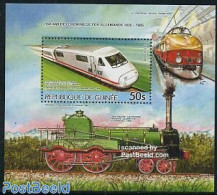 Guinea, Republic 1985 150 Years German Railways S/s, Mint NH, Transport - Railways - Treni