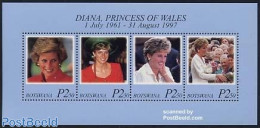 Botswana 1998 Death Of Diana S/s, Mint NH, History - Charles & Diana - Kings & Queens (Royalty) - Case Reali