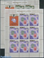 Penrhyn 1974 UPU Centenary 2 M/ss, Mint NH, Various - Stamps On Stamps - U.P.U. - Maps - Briefmarken Auf Briefmarken