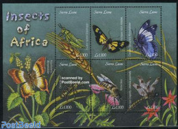 Sierra Leone 2003 Insects 6v M/s, Mint NH, Nature - Butterflies - Insects - Otros & Sin Clasificación