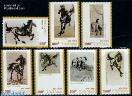 Vietnam 1989 Horse Paintings 7v, Mint NH, Nature - Horses - Art - Paintings - Sonstige & Ohne Zuordnung