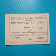 Tessera Unione Viticoltori Della Privincia Di Roma - 1953 - Documenti Storici