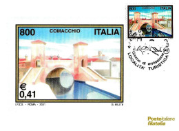 ITALIA ITALY - 2001 COMACCHIO (FE) Località Turistica: PONTE Annullo Fdc Su Cartolina PT - 3240 - Ponts