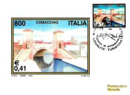 ITALIA ITALY - 2001 COMACCHIO (FE) Località Turistica: PONTE Annullo Fdc Su Cartolina PT - 3240 - Puentes
