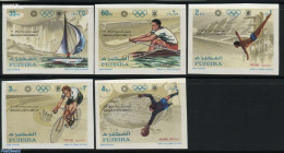 Fujeira 1971 Olympic Games Munich 5v, Imperforated, Mint NH, Sport - Cycling - Football - Kayaks & Rowing - Olympic Ga.. - Ciclismo