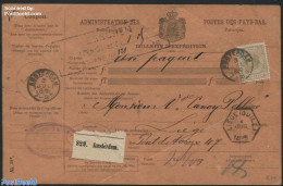 Netherlands 1889 Parcel Card With 50c Stamp Willem III, Postal History - Cartas & Documentos