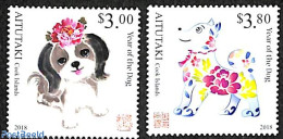 Aitutaki 2018 Year Of The Dogs 2v, Mint NH, Nature - Various - Dogs - New Year - Anno Nuovo