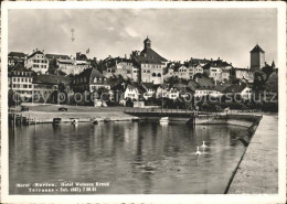 11837231 Morat Murten Hotel Weisses Kreuz Terrasse Schwanenteich Morat Murten - Sonstige & Ohne Zuordnung